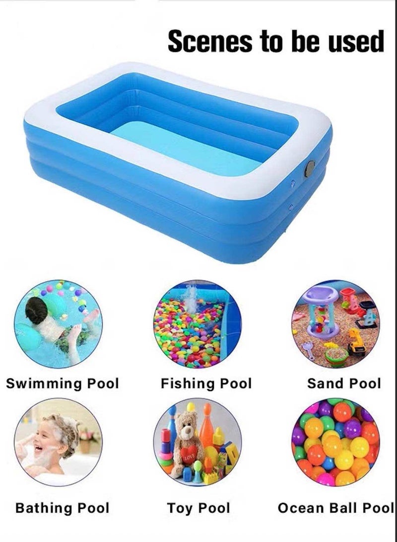 INTEX 262x175x56cm Rectangle Shape Inflatable Swimming Pool, Thickened Paddling Pool with Inflatable Safety Bubble Bottom, Durable Multifunctional Blow up Pool, Family Lounge Pool, Ideal Choice for Indoor Entertainment and Outdoor Activities - Image 2