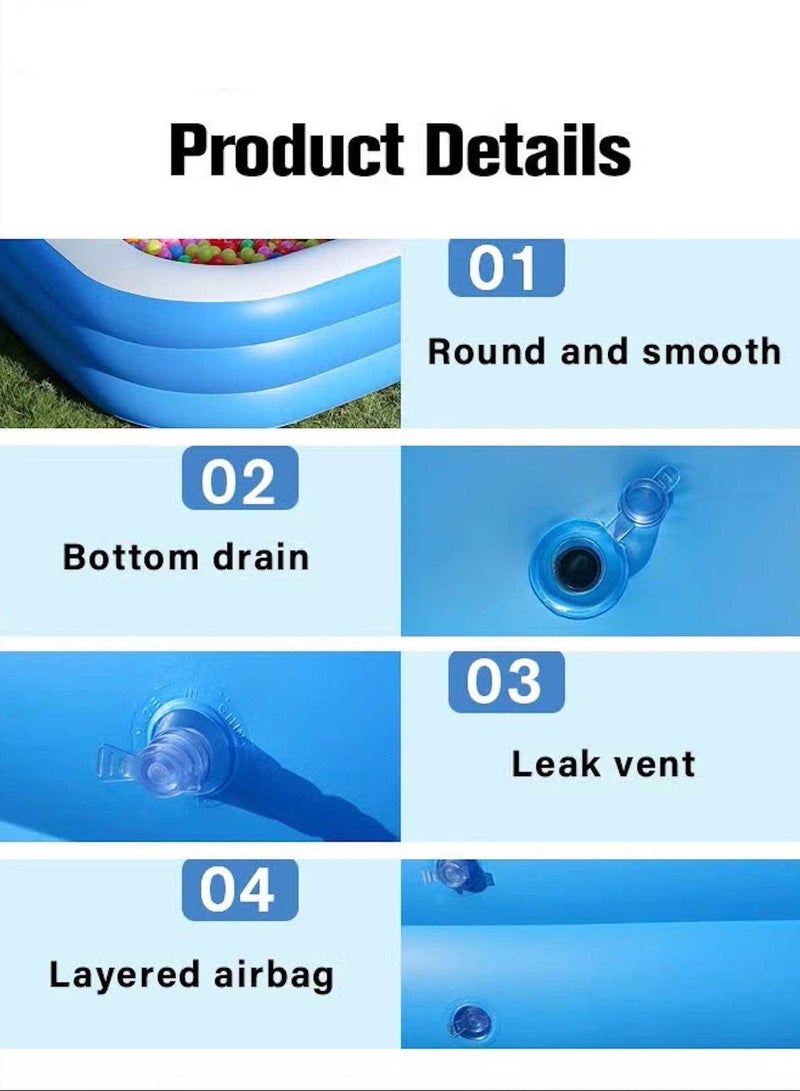 INTEX 262x175x56cm Rectangle Shape Inflatable Swimming Pool, Thickened Paddling Pool with Inflatable Safety Bubble Bottom, Durable Multifunctional Blow up Pool, Family Lounge Pool, Ideal Choice for Indoor Entertainment and Outdoor Activities - Image 5