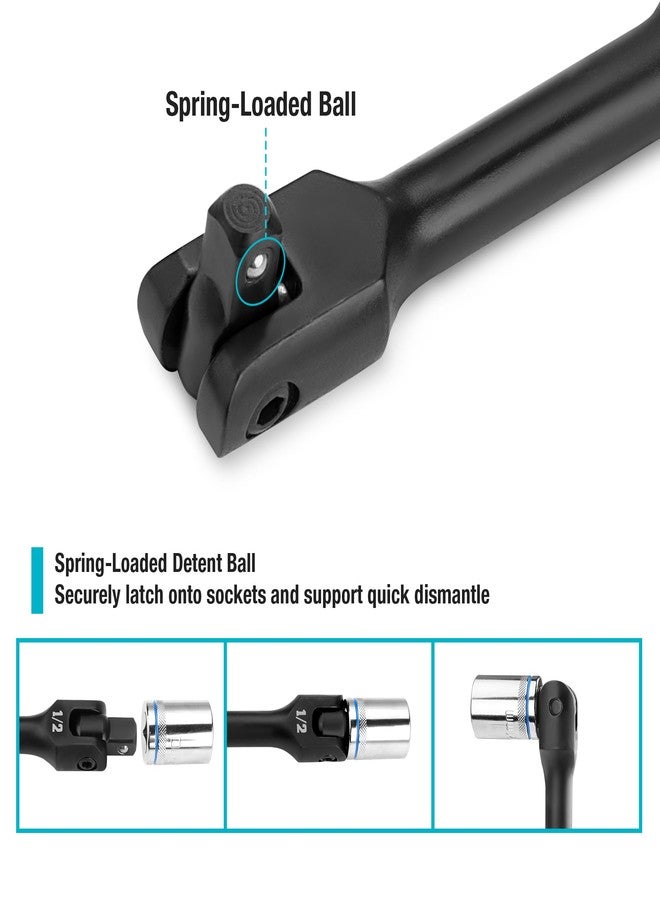 DURATECH 3PCS Breaker Bar Set, 1/4", 3/8", 1/2" Drive, 180°Rotatable Head, 6", 10”, 15" Length, Premium Chrome Alloy Made, Black - Image 5