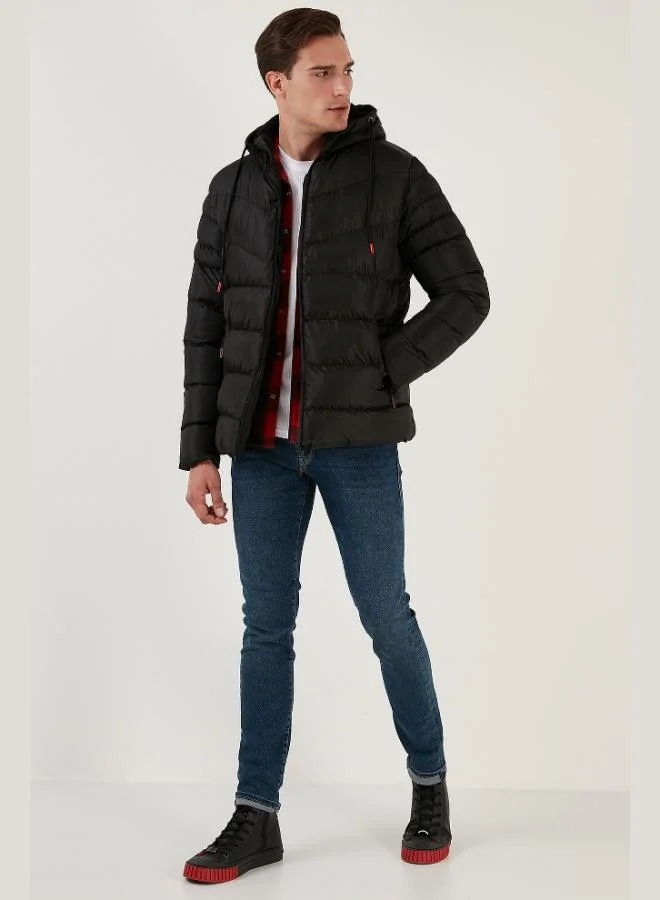 Buratti Plush Lined Hooded Zippered Slim Fit Puffer Jacket Men's COAT 5762010