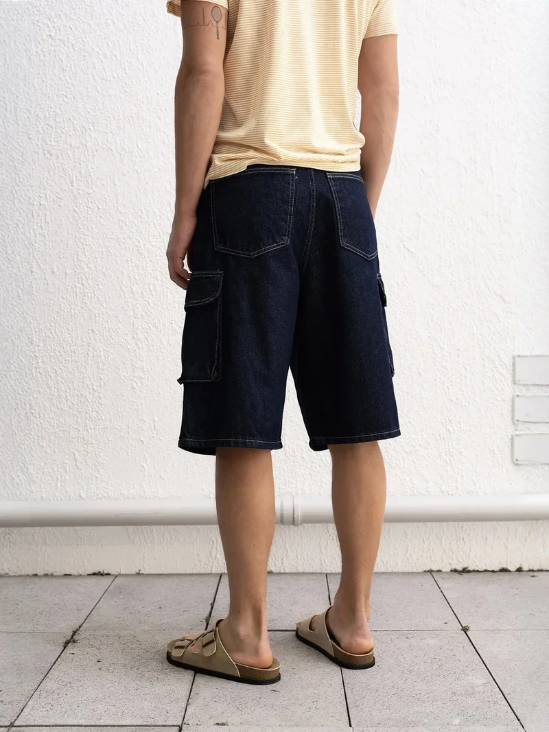 جيستو GIESTO Relaxed Fit Denim Midi Shorts with Pockets