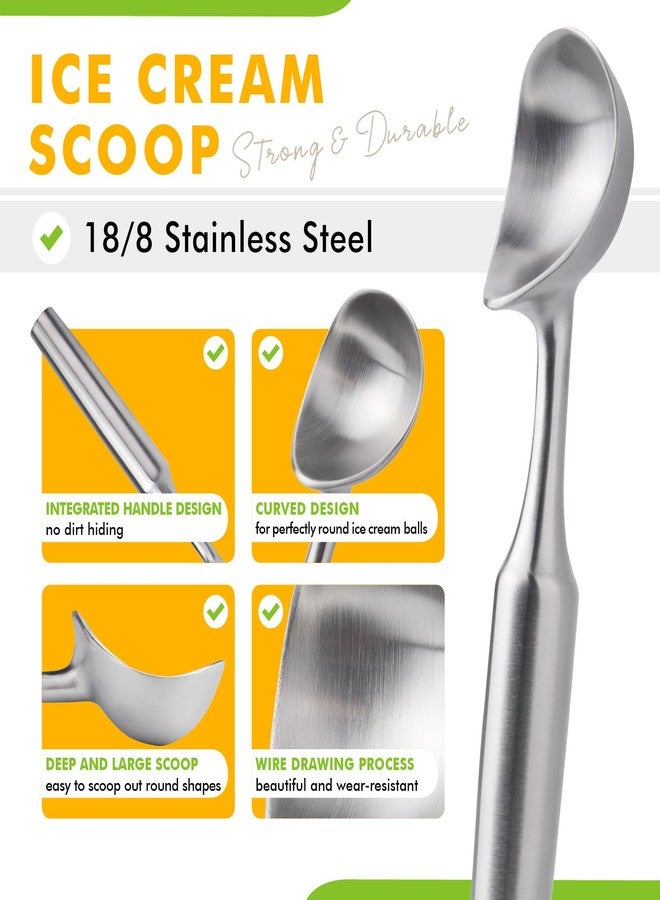 Saebye Ice Cream Scoop Stainless Steel. Ice Cream Scooper, Heavy Duty, Seamless Design, Comfortable Grip Long Handle, for Ice Cream, Gelato, Sorbet, Cookie Dough, Melon, Frozen Yogurt - Image 3