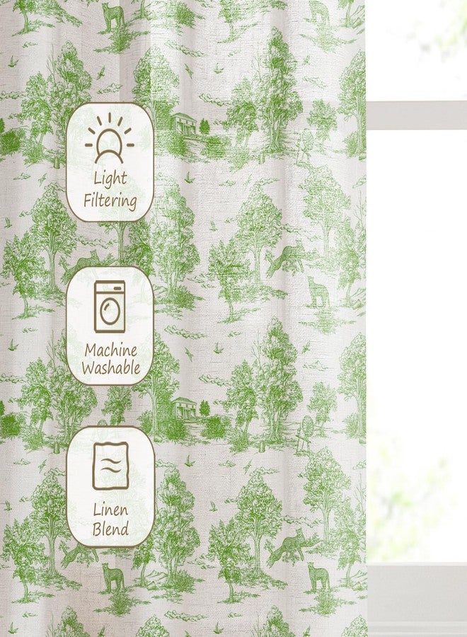 LOVOUS Vintage Sage Green Curtains 84 Inch Length Linen Toile de Jouy Light Filtering French Country Window Curtain for Living Room Bedroom Rod Pocket Victorian Window Treatments Drapes,2 Panels - Image 5