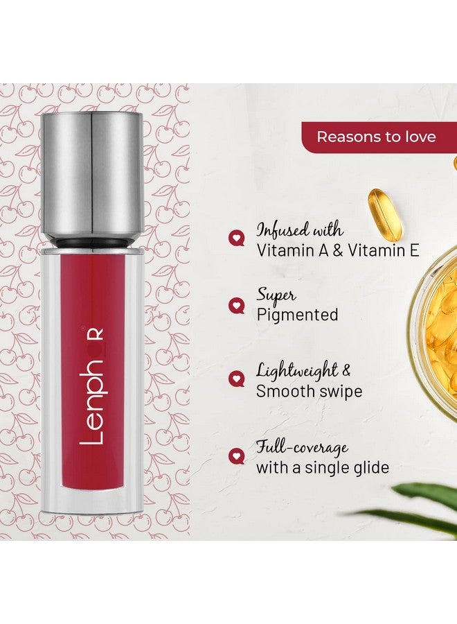 لينفور أحمر الشفاه السائل كولور مي أب غني بفيتامين A وE، ذو صبغة فائقة مقاومة للتلطخ ومظهر غير لامع بلون الكرز الأحمر 2 مل - Image 2