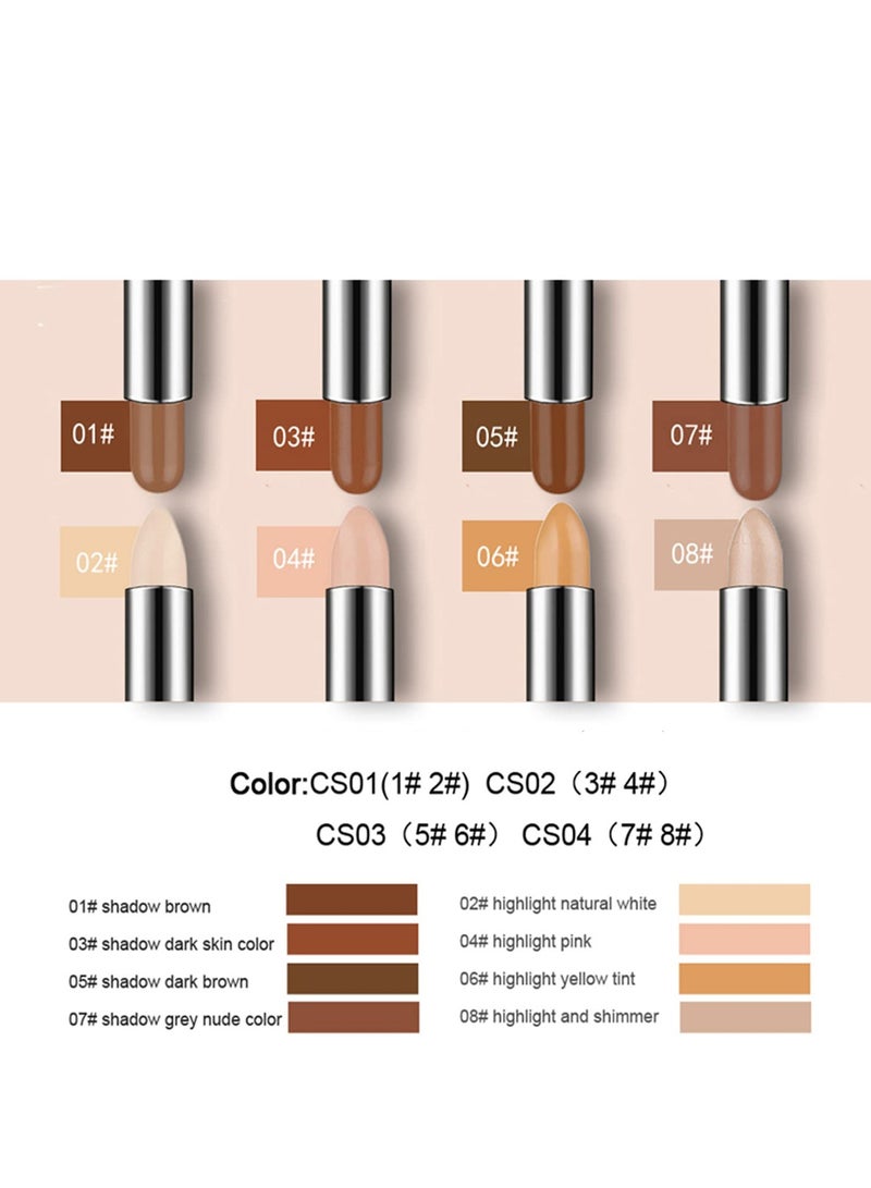 8 Colors Double Headed 2 in 1 Contour Stick Set, Versatile Contouring, Highlighting, and Concealing Makeup Cream Stick - Image 3
