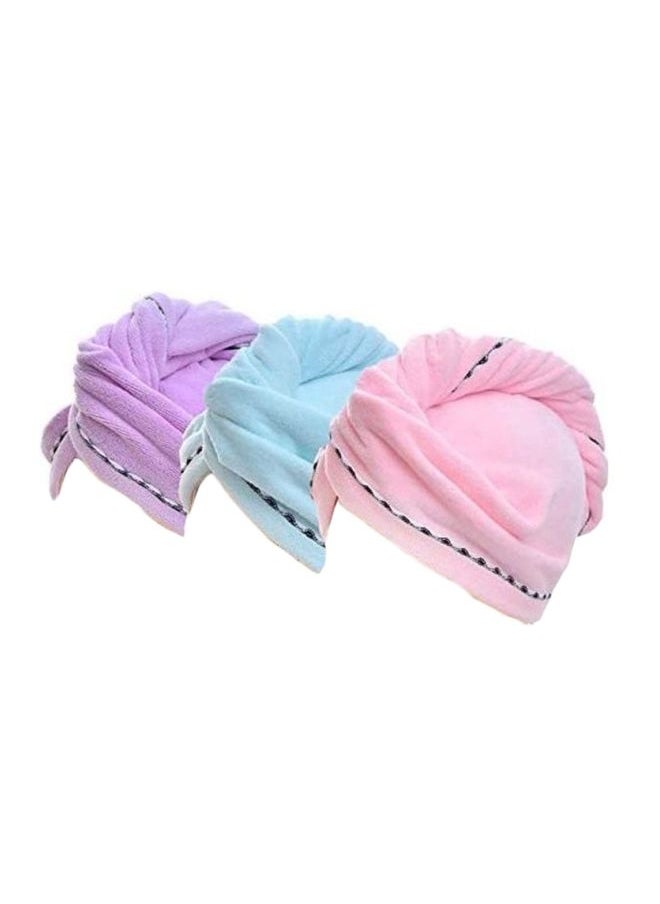 Generic Pack Of 3 Hair Towels Pink/Blue/Pruple 10inch  - Image 1