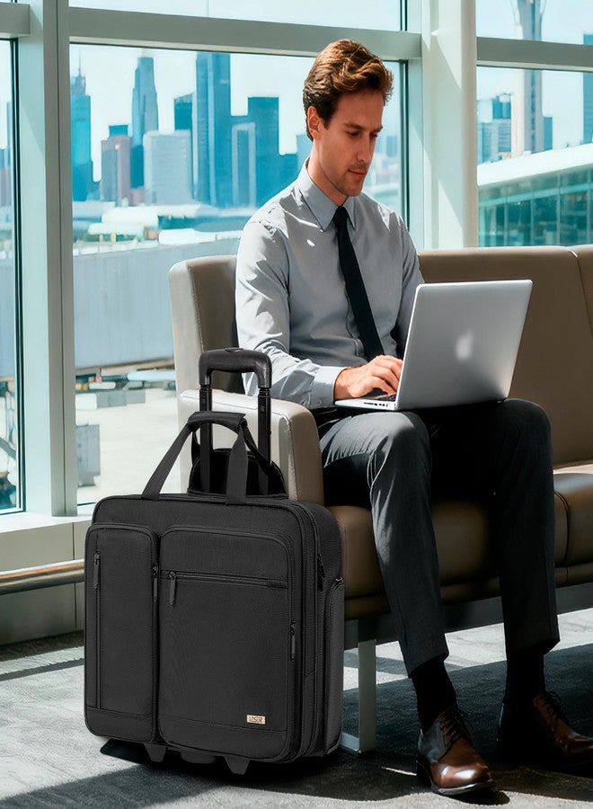 LASUK Rolling Laptop Bag for Women Men, Overnight Rolling Computer Bags Fits Up to 17.3 Inch Laptop for Travel/Work/Business - Image 3