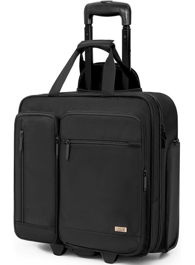 LASUK Rolling Laptop Bag for Women Men, Overnight Rolling Computer Bags Fits Up to 17.3 Inch Laptop for Travel/Work/Business - Image 1