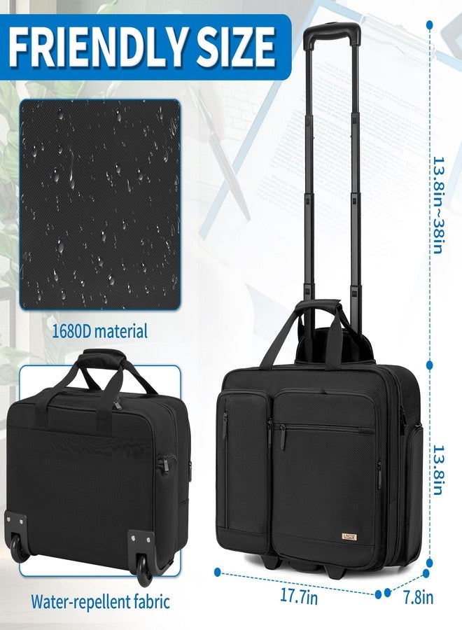 LASUK Rolling Laptop Bag for Women Men, Overnight Rolling Computer Bags Fits Up to 17.3 Inch Laptop for Travel/Work/Business - Image 5