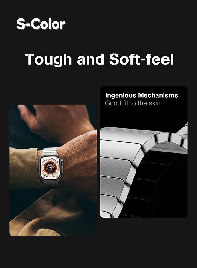 S-Color Apple watch band Compatible with Apple Watch Ultra 2 Band 49mm 45mm 44mm 42mm 41mm 40mm 38mm,Men and Women Stainless Steel Metal Band for iWatch Series SE/8/7/6/5/4/3/2/1 - Image 4