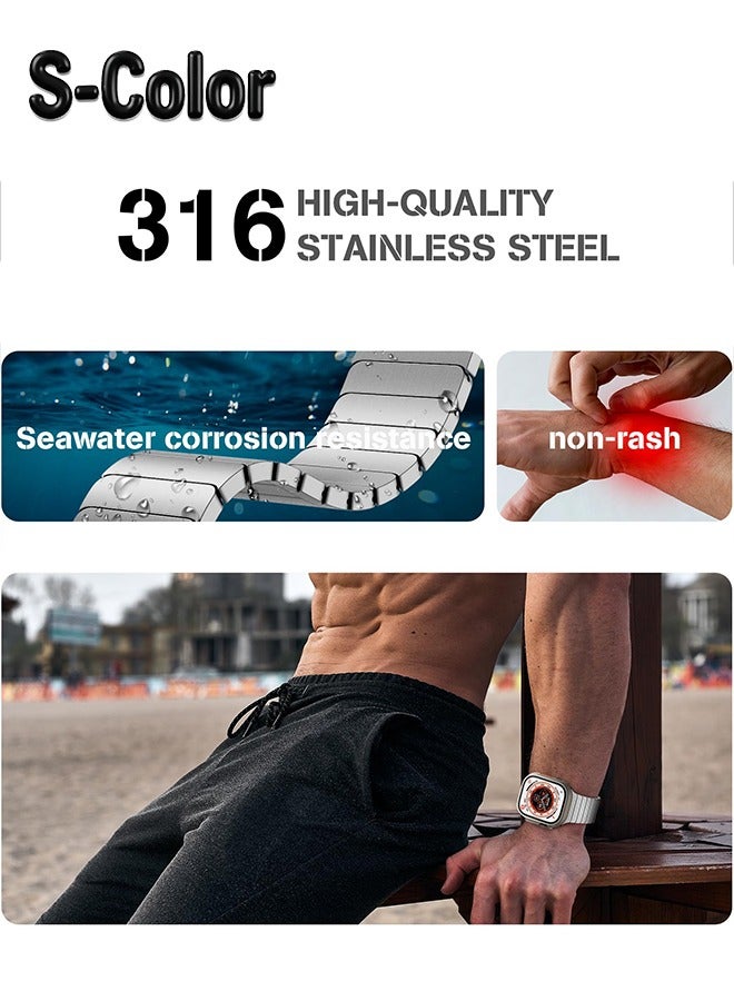 S-Color Apple watch band Compatible with Apple Watch Ultra 2 Band 49mm 45mm 44mm 42mm 41mm 40mm 38mm,Men and Women Stainless Steel Metal Band for iWatch Series SE/8/7/6/5/4/3/2/1 - Image 5