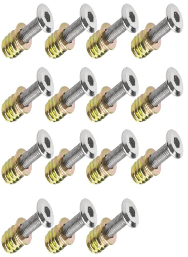 DEEGAA MART DEEGAAMART Zinc Alloy Threaded Wood Inserts Hex Socket Drive Nuts & Bolt Fasteners for Furniture, Wood Plugs, and Screw Hole Repair (M6x30, 15, Set) - Image 1