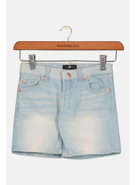 Kids Girl Washed Denim Short, Blue