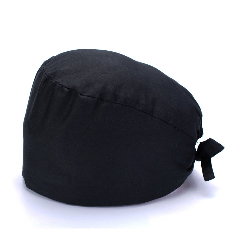 Solid Color Surgical Cap Frosted Cap With Button Doctor Cap Dark Green Navy Blue Cucurbit Lace Back Cap Neutral - Image 1