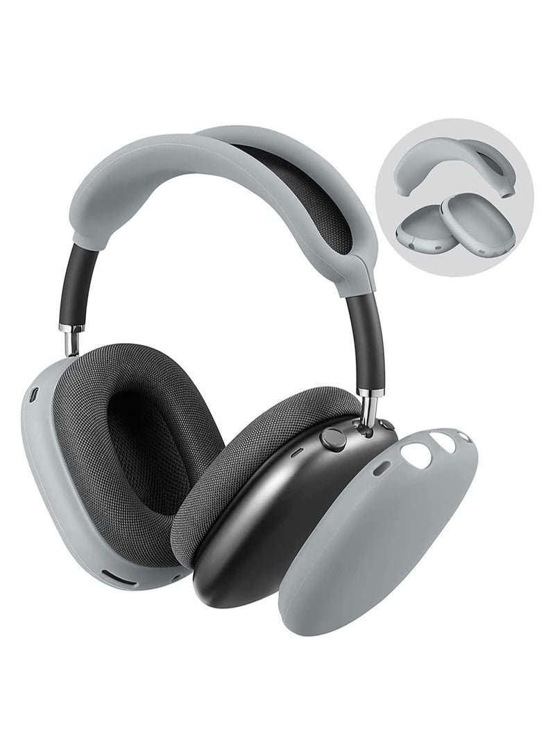 سيوسي غطاء علبة السيليكون لسماعات الرأس الأقصى للهواء ، وغطاء أكواب الأذن المضادة للخلع وغطاء عقال لـ AirPods Max ، واقي الجلد الملحقات لـ AirPods Max ، وملحقات حماية سماعات الرأس (رمادي) - Image 1