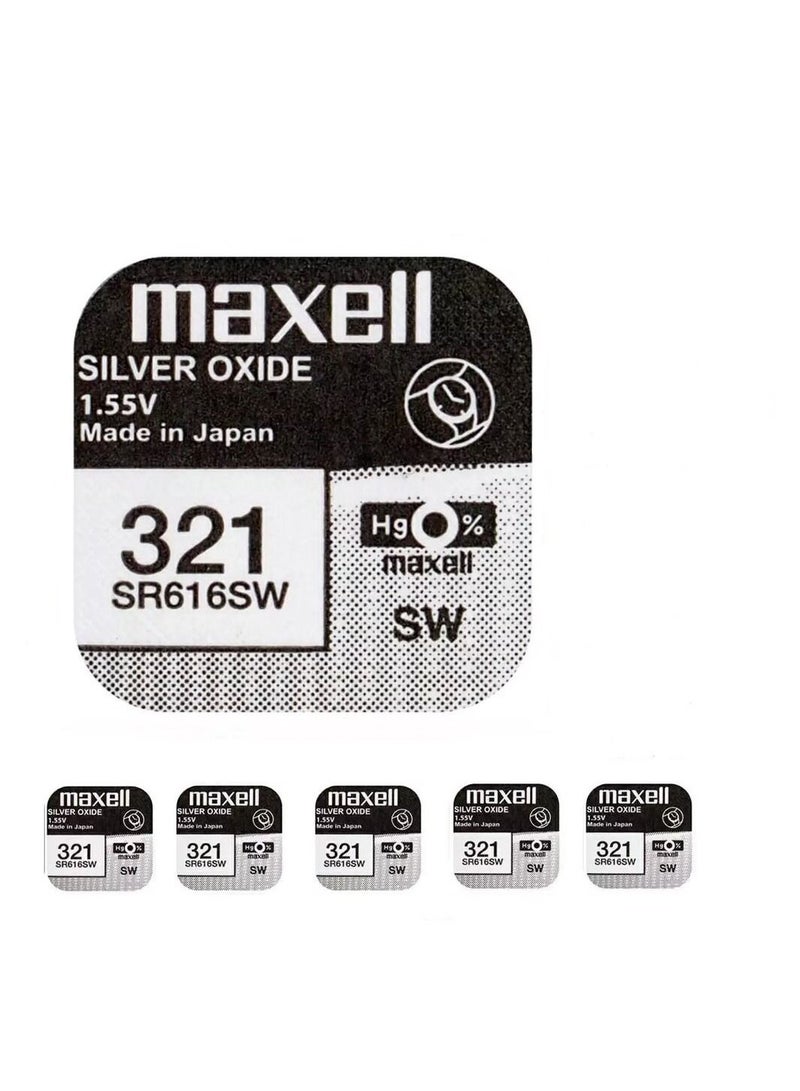 Maxell 5-Pieces 321 / SR616SW 1.55V Silver Oxide Watch Batteries