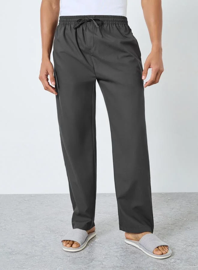 Styli Styli Men Grey Solid Pyjama with Drawstring