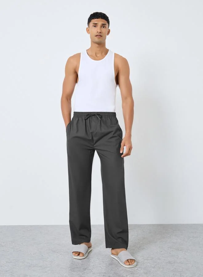 Styli Styli Men Grey Solid Pyjama with Drawstring