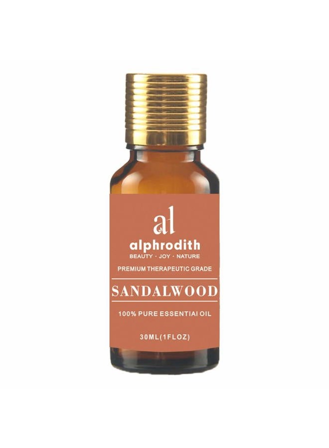 Alphrodith Indian Sandalwood Essential Oil for Skin Care 100% Pure Undiluted Uplift Mood & Focus Scented Oils - 30ml for Diffuser, Hair, Aromatherapy, Bath, Massage, Relax & Perfume  - Image 1