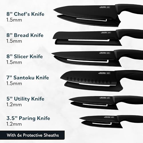 HomeHero Home Hero High Carbon Stainless Steel Knife Set - Chef Knife Set Precision Slicing & Versatility - Nonstick Ceramic Coated Blades & Easy Cleaning - Ergonomic Handles & Secure Grip - 12-Piece, Black - Image 3