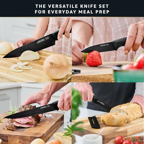 HomeHero Home Hero High Carbon Stainless Steel Knife Set - Chef Knife Set Precision Slicing & Versatility - Nonstick Ceramic Coated Blades & Easy Cleaning - Ergonomic Handles & Secure Grip - 12-Piece, Black - Image 5