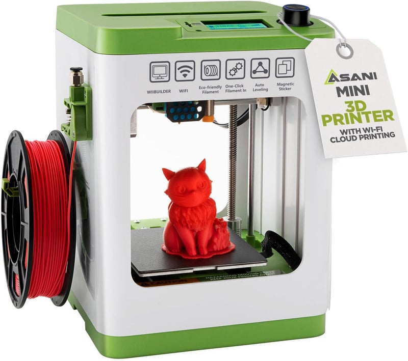 Asani Fully Assembled Mini 3D Printer for Kids and Beginners - Complete Starter Kit with Auto Leveling 3D Printing Machine, 10M PLA Filament, and SD Card - WiFi 3D Home Printer for MAC, Windows, and Linux - Image 1