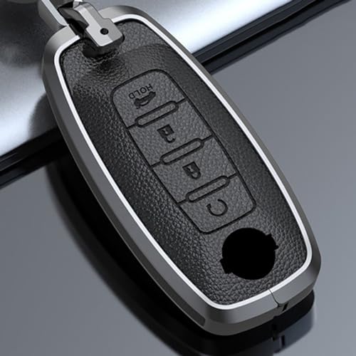 ontto Car Key Case Metal Frame Key Sleeve Leather Key Protector Durable Key Shell Compatible with Nissan Rogue Pathfinder X-Trail Versa Kicks Ariya Qashqai Teana 2023 2024 Key Fob Black - Image 3