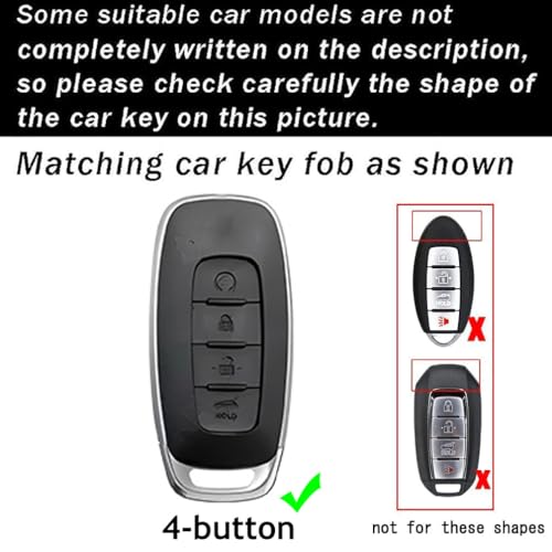 ontto Car Key Case Metal Frame Key Sleeve Leather Key Protector Durable Key Shell Compatible with Nissan Rogue Pathfinder X-Trail Versa Kicks Ariya Qashqai Teana 2023 2024 Key Fob Black - Image 2