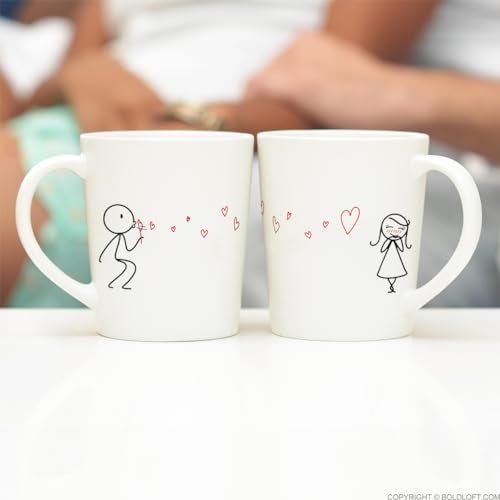 BoldLoft From My Heart to Yours His and Hers Matching Couple Coffee Mugs Set -Couples Gifts Valentines Anniversary Wedding Engagement Gifts for Wife Girlfriend Romantic Home Decor for Her - Image 2