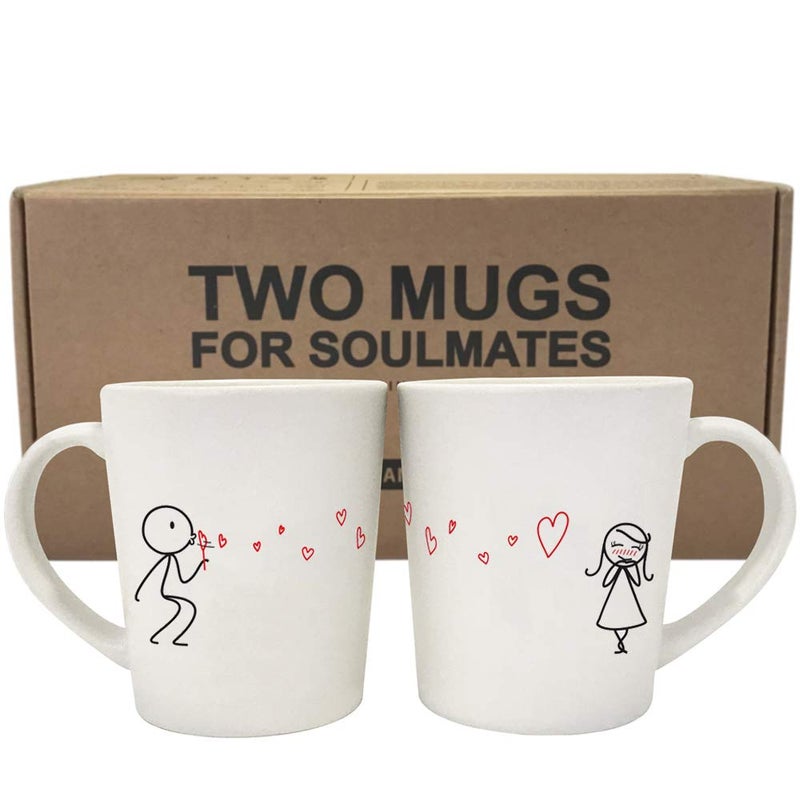 BoldLoft From My Heart to Yours His and Hers Matching Couple Coffee Mugs Set -Couples Gifts Valentines Anniversary Wedding Engagement Gifts for Wife Girlfriend Romantic Home Decor for Her - Image 3