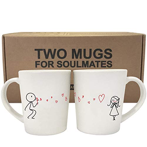 BoldLoft From My Heart to Yours His and Hers Matching Couple Coffee Mugs Set -Couples Gifts Valentines Anniversary Wedding Engagement Gifts for Wife Girlfriend Romantic Home Decor for Her - Image 1