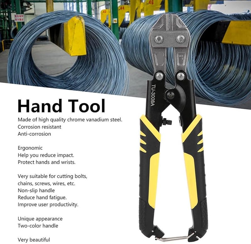 قاطعة براغي من سبائك الصلب الثقيلة مقاس 8 بوصات للسلاسل والأسلاك بمقبض مريح غير قابل للانزلاق - Image 4