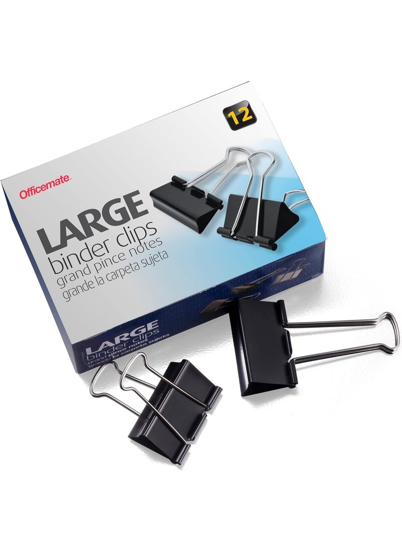 Officemate Officemate Large Binder Clips, 2 inch Wide, 1 inch Capacity, Box of 12 (99100)  - Image 2
