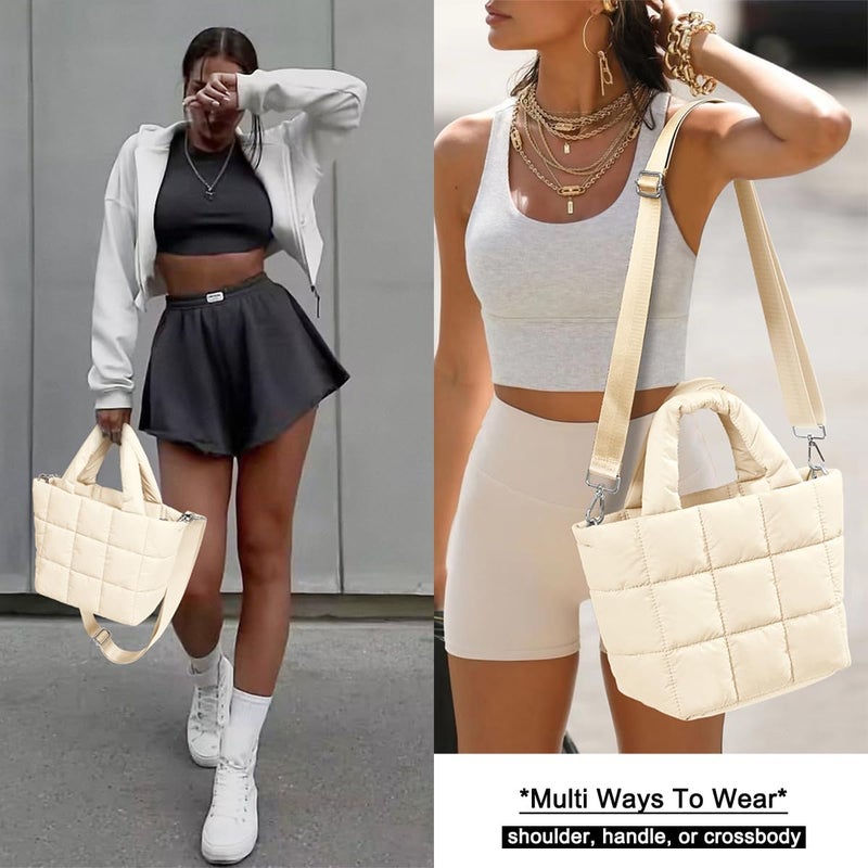 KALIDI FANCY FOREST KALIDI Quilted Tote Bag Small Puffer Crossbody Bag for Women Lightweight Nylon Puffy Shoulder Handbag with Adjustable Strap - Image 2