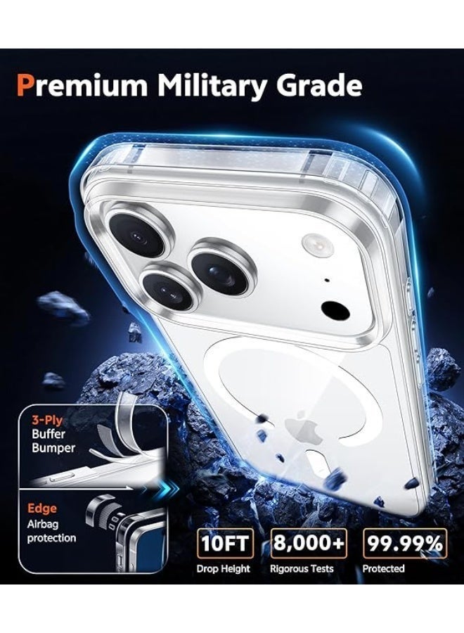 غولو جراب Golau لهاتف iPhone 17 Pro Max MagSafe، غطاء شفاف، حلقة مغناطيسية مدمجة، [حماية من الدرجة العسكرية]، تقنية iCrystal المطورة المضادة للاصفرار، ظهر مقاوم للخدش، حماية للتحكم في الكاميرا، جراب مغناطيسي فائق النحافة - Image 5