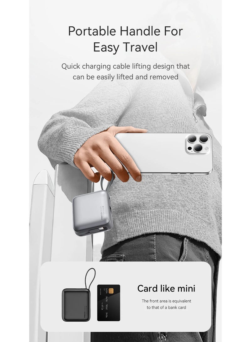 ريتشي Recci RPB-P62 باور بانك 10000mAh شحن سريع 22.5 واط، كيبل Type-C مدمج، شاشة رقمية، تصميم صغير محمول - Image 4