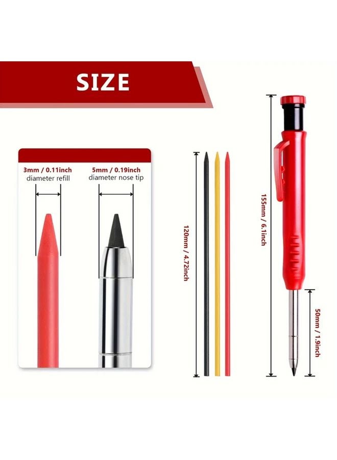 Carpenter Pencil Set Woodworking Tools Mechanical Pencil with Red Refill - Image 4