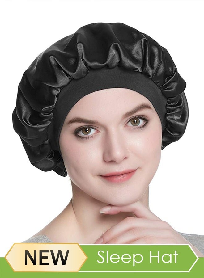 Generic Satin Bonnet Cap,Sleep Night Cap, Women's Reversible Satin Bonnet,Soft Double Sided Sleep Cap, Protects Natural Hair,Soft Satin Hair Bonnet for Women Girls Silk Sleeping Salon Cap Bonnet  - Image 1