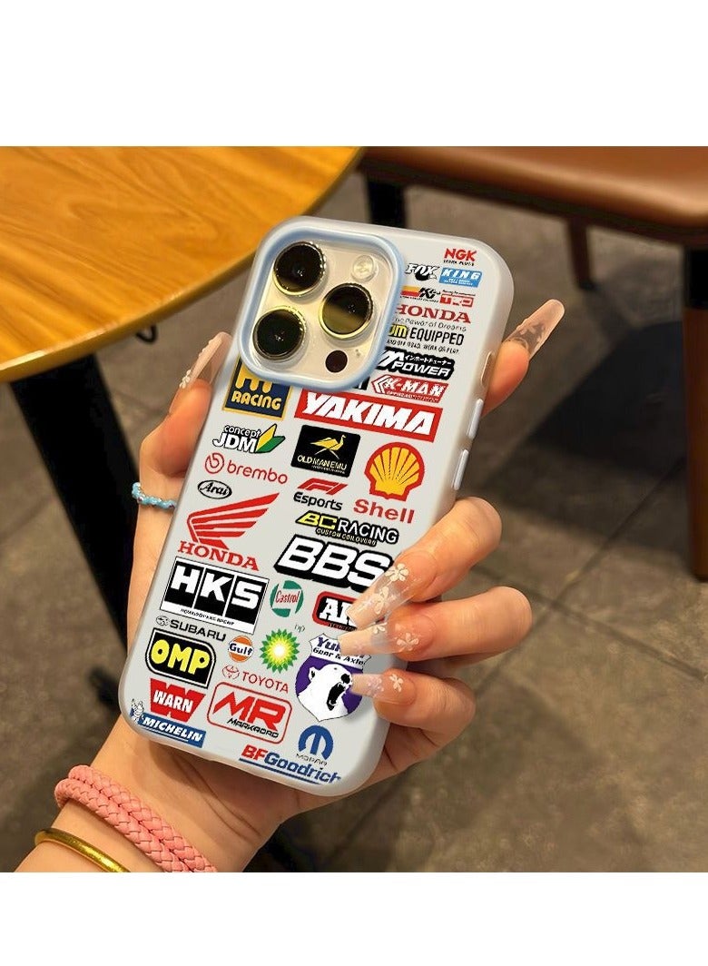 NIBEMINENT Full Screen Car Logos Protective TPU Case Cover For iPhone 14 Pro Max, Blue