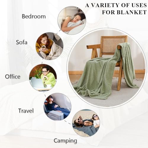 Simple&Opulence Sage Green Throw Blanket-Super Soft Fluffy Blankets 50x70 Inches Cozy Lightweight Fleece Blanket for Couch Bed Office Chair Home Decor - Image 3