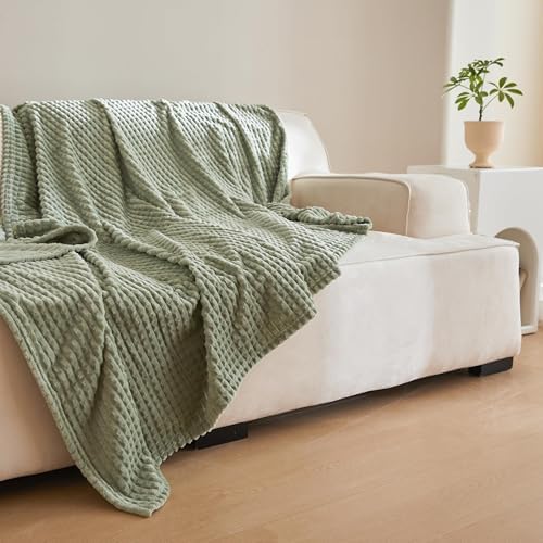 Simple&Opulence Sage Green Throw Blanket-Super Soft Fluffy Blankets 50x70 Inches Cozy Lightweight Fleece Blanket for Couch Bed Office Chair Home Decor - Image 4