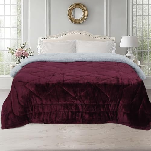 Nivasam Flannel Sherpa 2 in1 Multipurpose Blanket Duvet Cover Comforter Cover Rajai Cover Quilt Cover King Size 90"x100" inches with Zipper Cozy Blanket (Purple Solid) - Image 2