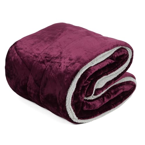 Nivasam Flannel Sherpa 2 in1 Multipurpose Blanket Duvet Cover Comforter Cover Rajai Cover Quilt Cover King Size 90"x100" inches with Zipper Cozy Blanket (Purple Solid) - Image 1
