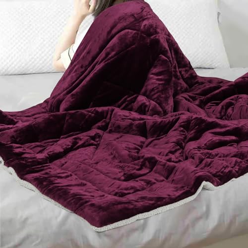 Nivasam Flannel Sherpa 2 in1 Multipurpose Blanket Duvet Cover Comforter Cover Rajai Cover Quilt Cover King Size 90"x100" inches with Zipper Cozy Blanket (Purple Solid) - Image 5