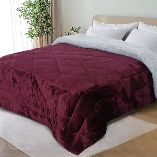 Nivasam Flannel Sherpa 2 in1 Multipurpose Blanket Duvet Cover Comforter Cover Rajai Cover Quilt Cover King Size 90"x100" inches with Zipper Cozy Blanket (Purple Solid) - Image 3