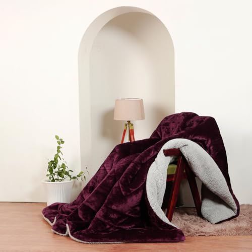 Nivasam Flannel Sherpa 2 in1 Multipurpose Blanket Duvet Cover Comforter Cover Rajai Cover Quilt Cover King Size 90"x100" inches with Zipper Cozy Blanket (Purple Solid) - Image 4