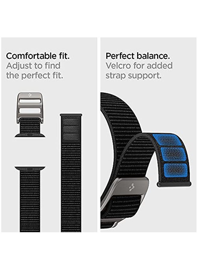 Spigen - DuraPro Flex Watch Band for Apple Watch Ultra 49mm, Series 8/7 45mm, Series SE2/6/SE/5/4 44mm and Series 3/2/1 42mm Adjustable Solo Loop Band Strap - Black - Image 1