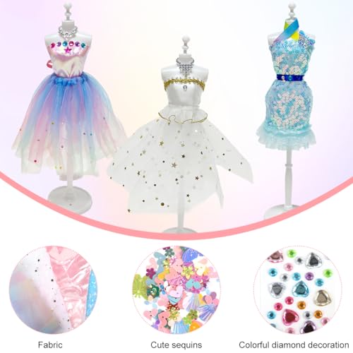 PATPAT® DIY Kids Sewing Kit Doll Set for Girls for Doll Clothes Includes Mini Mannequins, Assorted Charms, Craft Tools & Accessories, Hand Stitch Clothes Making Play Craft Kit for Girls 8-12 - Image 3