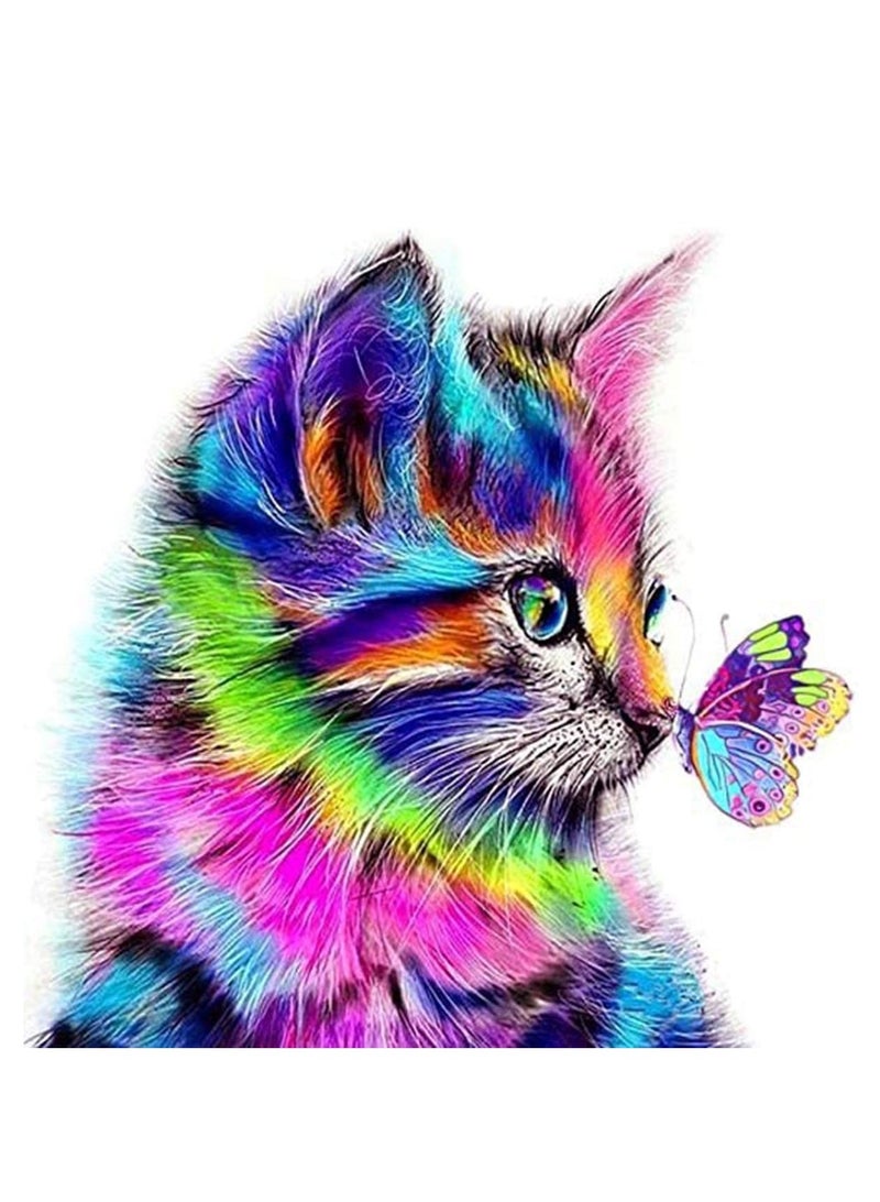 SOLARAE Custom Paint By Numbers Paint By Number Kits DIY Paint by Numbers Paint by Numbers for Kids Adults Beginners 16x20inch Colorful Cat and Butterfly - Image 1