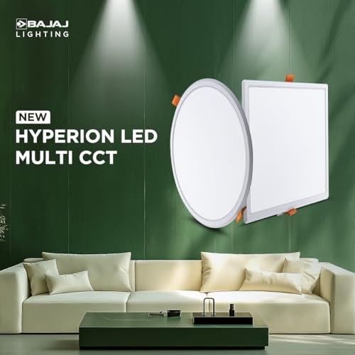 Bajaj Polycarbonate Hyperion LED Multi CCT Panel | 5W Square LED Surface Light | Modern Multicolor Lights for Living Room, Bedroom and Hall | White Body (Pack of 2) - Image 2